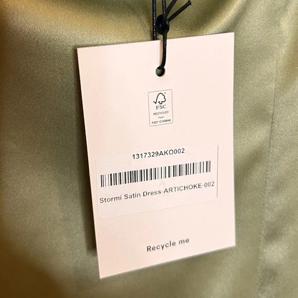 NWT REFORMATION Stormi‎ Satin Midi Dress in Artichoke. Size 2 - Picture 11 of 11